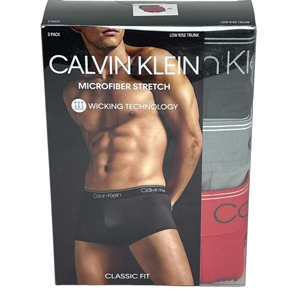 Calvin Klein Men's Trunks Underwear Size XL‎ Multicolor 3-Pack Wicking Moisture